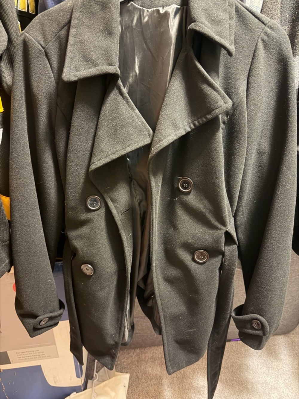Women's Double-Breasted Black Peacoat